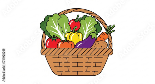 A basket overflowing with fresh vegetables, a symbol of healthy eating and farmtotable goodness, a vibrant and colorful harvest