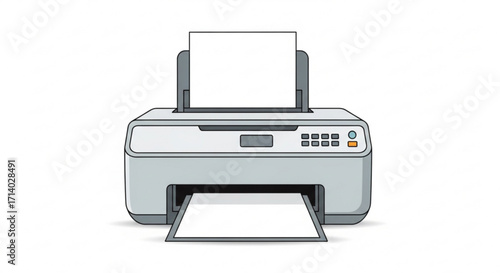 Printer with paper, a common office device for printing documents and images, essential for productivity