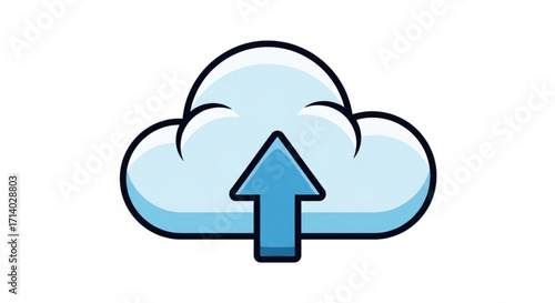 Cloud upload icon, representing data transfer, cloud storage, and online backup in a simple and modern vector design