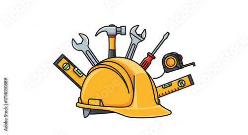 Construction tools vector illustration perfect for building, repair, and handyman themed designs