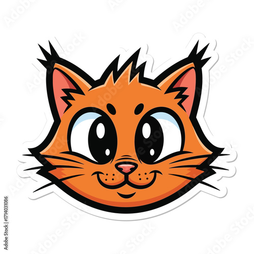 Cartoon Cat Face: A charming cartoon cat face with big, expressive eyes and a playful smile, perfect for adding a touch of fun and whimsy.