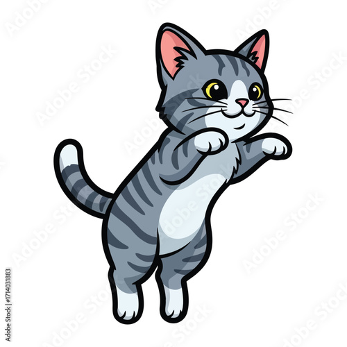 Joyful Kitten: A cute cartoon illustration of a playful kitten, with soft fur, playful eyes, and an expression of pure joy, inviting viewers into a world of playful and joy.