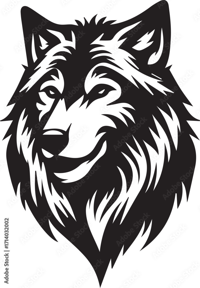 Obraz premium Howling Wolf Vector Silhouette - Wild Animal Logo Illustration