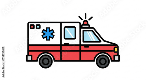 Ambulance vector illustration, depicting emergency medical service vehicle for healthcare, rescue, and patient transport