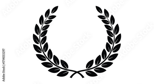 A simple black and white image of a laurel wreath design element