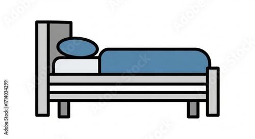 Comfortable bed with pillow and blanket for sleeping and resting bedroom furniture and interior design concept