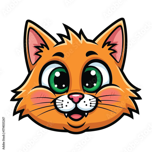 Cheerful Feline Portrait: An animated orange cat with a captivating gaze and expressive features is ready to bring delight to any project.