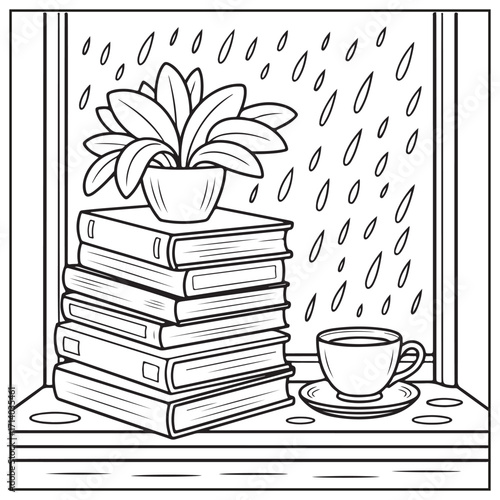 Spring Window Serenity Coloring Pages