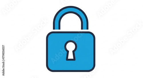 Blue padlock icon, symbolizing security, protection, and privacy in a simple and modern design for various applications