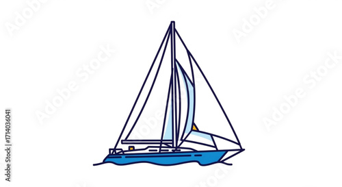 Blue sailboat icon, representing freedom, adventure, and nautical themes in a clean and minimalist design style