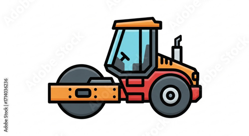 Road roller, a heavy construction machine used for compacting soil, gravel, concrete, or asphalt in road construction