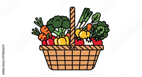 Basket of fresh vegetables, a healthy and colorful assortment of produce for a nutritious and balanced diet