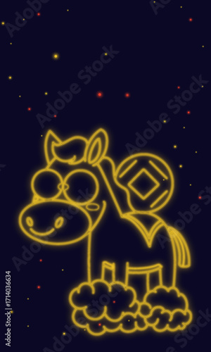 Cartoon Chinese New Year Horse Illustration
