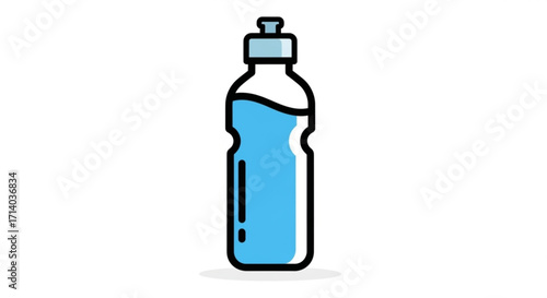 A blue water bottle, a symbol of hydration, health, and fitness, representing the importance of staying refreshed and active