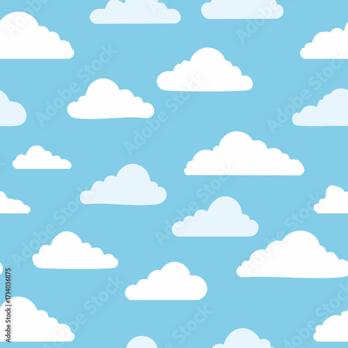 Hand Drawn Cloud Seamless Pattern Illustration Sky