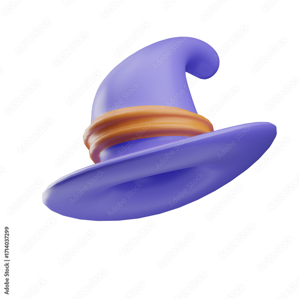 Fototapeta premium Whimsical wizard hat design ideal for fantasy, gaming, or creative branding, enhancing visual appeal in entertainment and promotional content.