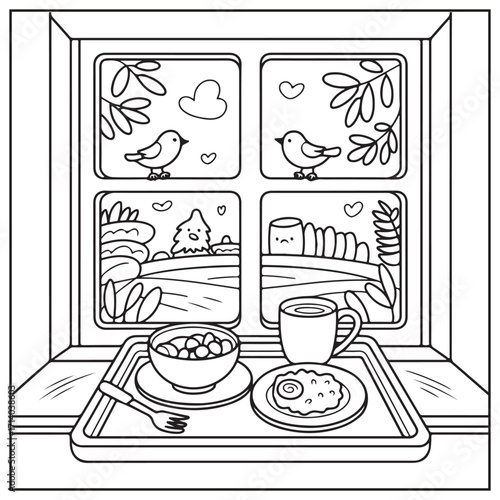 Spring Window Serenity Coloring Pages