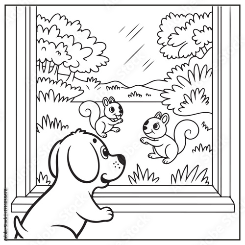 Spring Window Serenity Coloring Pages