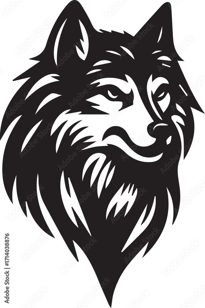 Fototapeta premium Howling Wolf Vector Silhouette - Wild Animal Logo Illustration