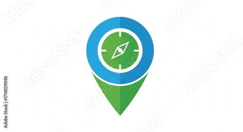 A captivating compass icon with a location pin, , symbolizing navigation, direction, and the spirit of exploration