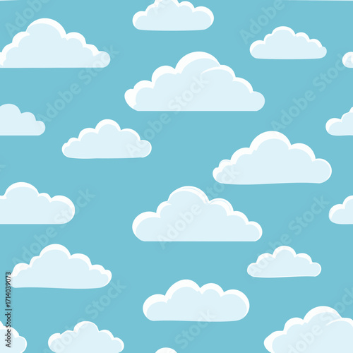 Hand Drawn Cloud Seamless Pattern Illustration Sky