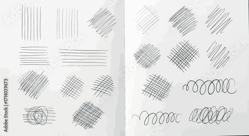 Vector art of pencil shading techniques and scribbles on a