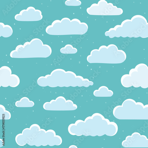 Hand Drawn Cloud Seamless Pattern Illustration Sky