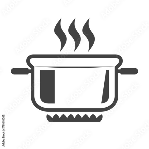 Boiling pot on fire outline icon transparent vector isolated