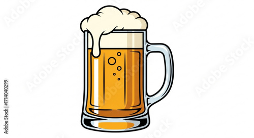 Refreshing mug of beer with frothy head, perfect for celebrating oktoberfest or enjoying a casual drink with friends