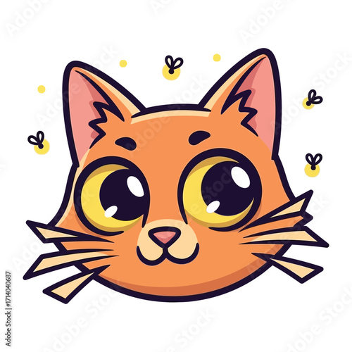 Playful Animated Cat: A charming, cartoonish cat with wide, expressive eyes and delightful features radiates a sense of playful joy and animated energy.