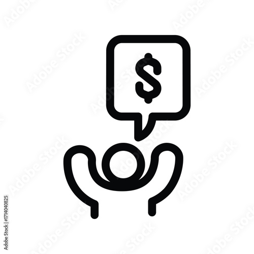 happy business man think about money outline icon vector design good for web or mobile app