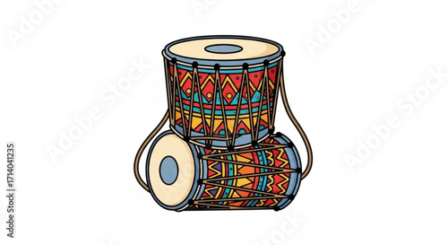 Illustration of a dholak perfect for music, culture, or festivalrelated projects traditional indian drum