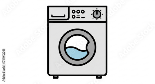 Illustration of a washing machine, representing appliance, laundry, and household chores in a simple and clean design