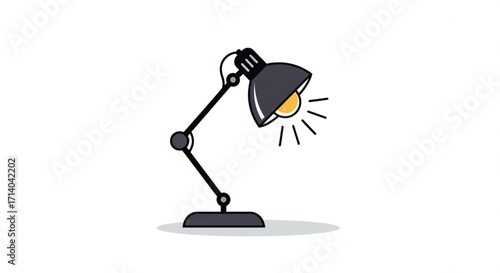 Illustration of a black desk lamp, a common lighting fixture used for providing focused illumination