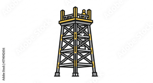 Illustration of an oil rig, a vital component in the petroleum industry for drilling and extracting crude oil