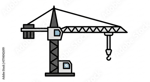 Illustration of a construction crane, a vital piece of equipment in the construction industry, used for lifting heavy materials