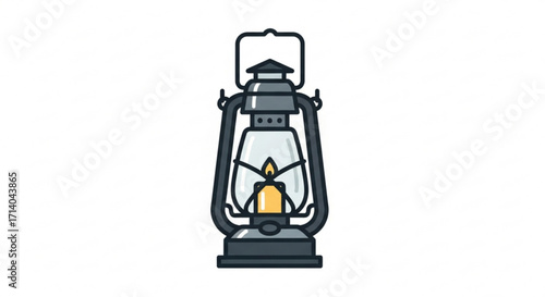 Illustration of a vintage kerosene lamp with a lit flame, evoking a sense of nostalgia and rustic charm in its design