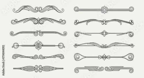 Vector art of collection of decorative ornamental dividers and borders