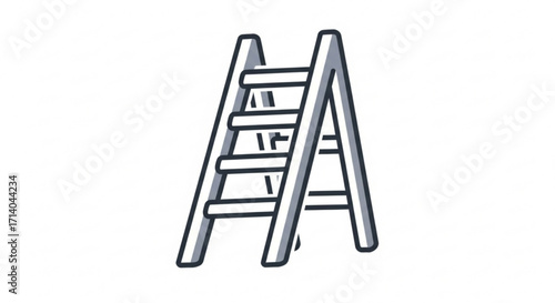 Illustration of a stepladder with four steps, , a versatile tool for reaching new heights and tackling various tasks