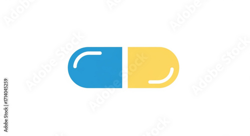 Blue and yellow capsule, a symbol of medicine, health, and pharmaceutical industry, conveying treatment and wellbeing