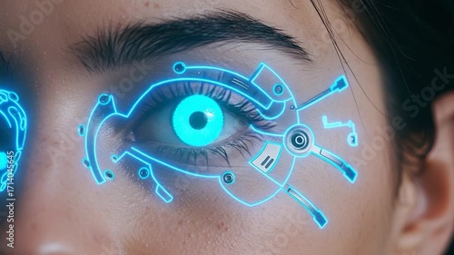 Futuristic Eye Technology Hologram Interface.