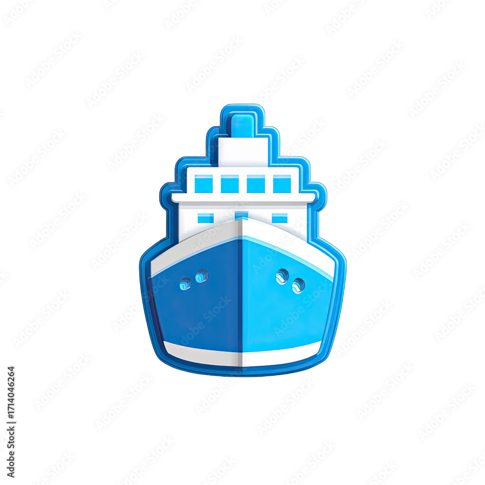 Fototapeta premium Blue stylized ship icon