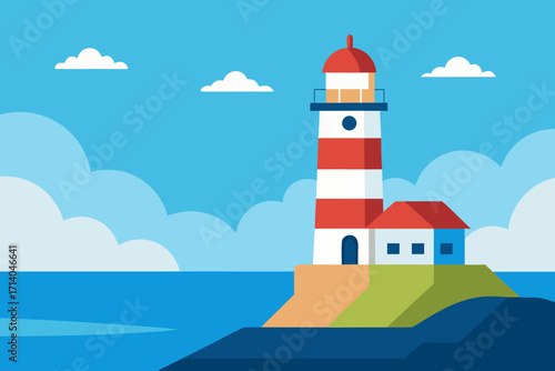  cartoon lighthouse be  the ocean