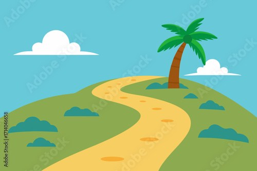 summer landscape with palm trees