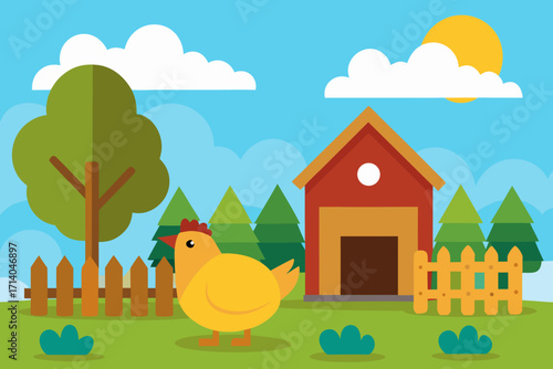 farm with chicken