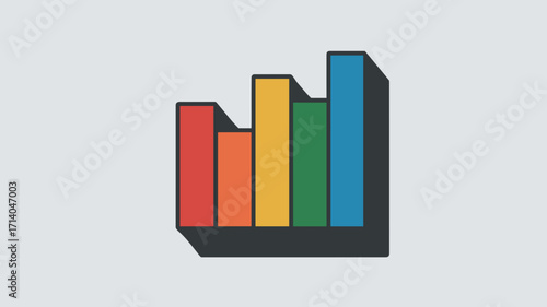 Vertical bar chart vector with different height segments and shadow