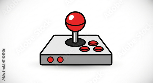 Retro arcade joystick vector illustration for gaming console and vintage game controller design asset use