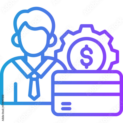 Credit Management line gradient icon