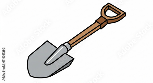 Illustration of a shovel digging tool for gardening landscaping and construction work equipment and projects