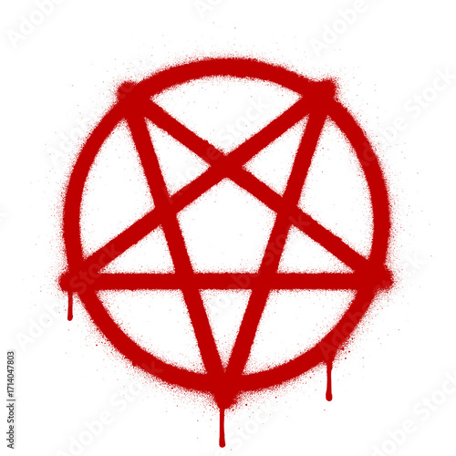 logo of pentagram, 5 star - mural spray paint art style